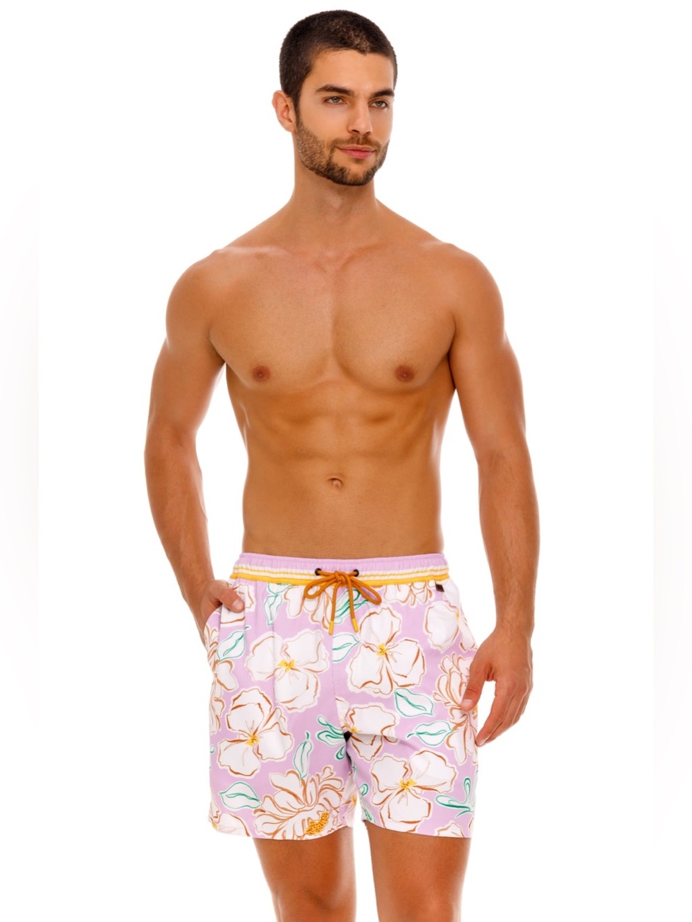 New Free People Agua Bendita MENS Joe Floral Swim Trunks Swimsuit sz 38/XL